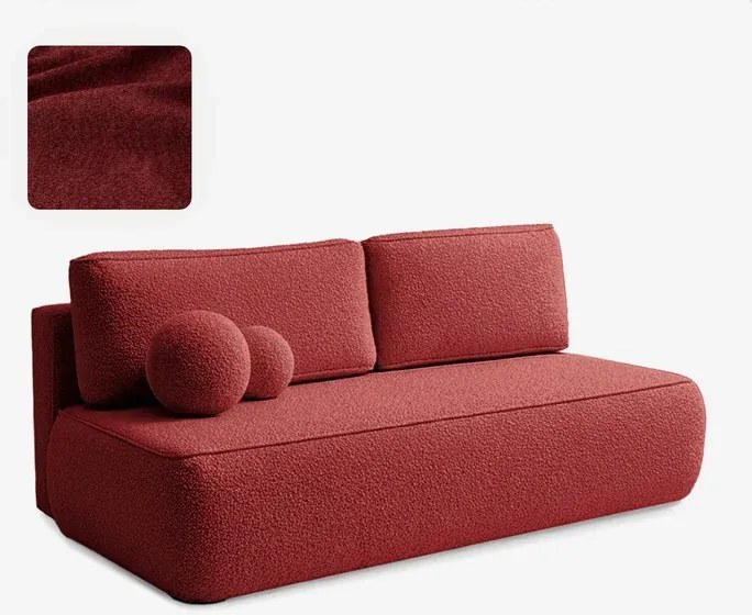 Sofa z Funkcją Spania ARVETO Bordo Boucle Nowoczesna
