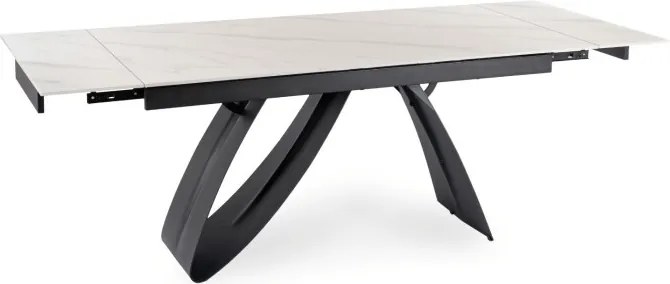 Zestaw Stół Rozkładany DEVON 160-220 cm Biały Marmur/Czarny i 4 Krzesła CITY Kremowe