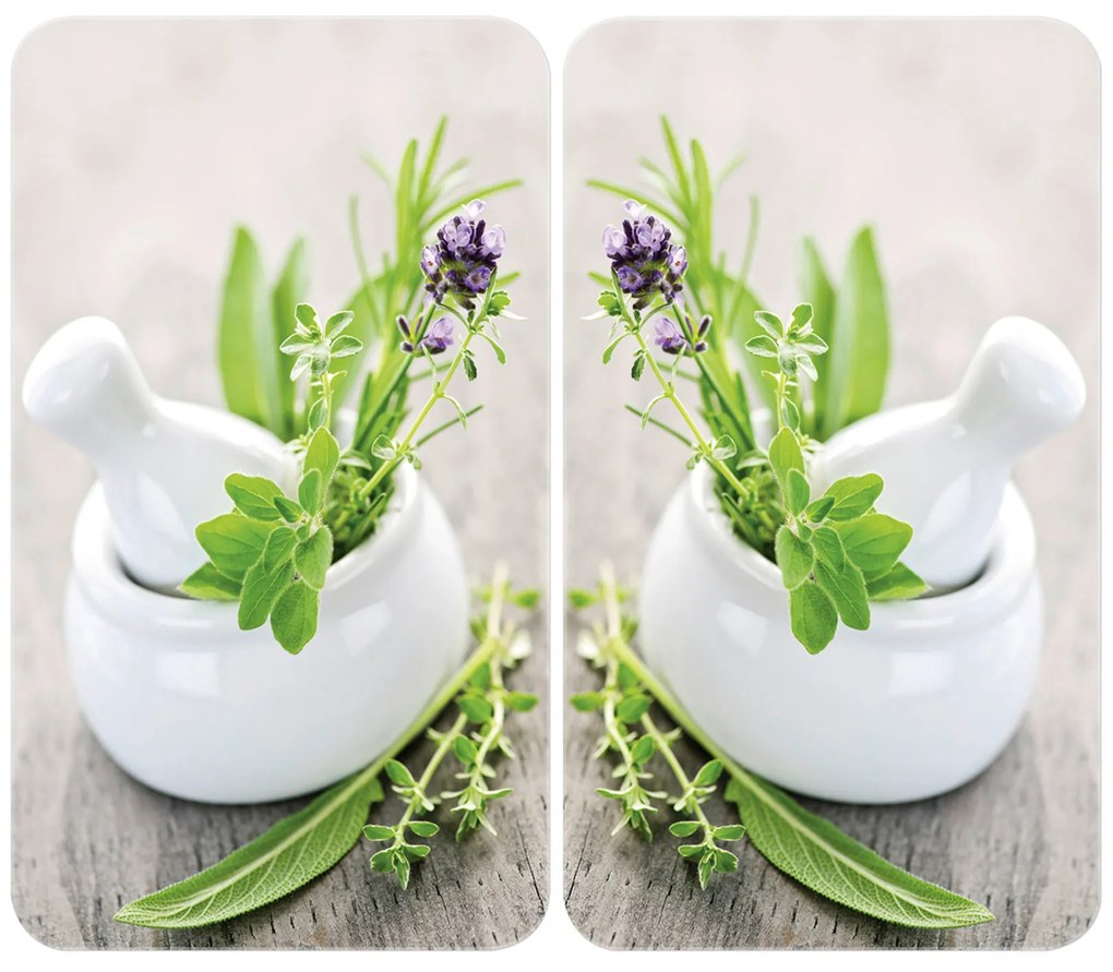 Szklane płyty ochronne HERB GARDEN na kuchenkę – 2 sztuki, WENKO