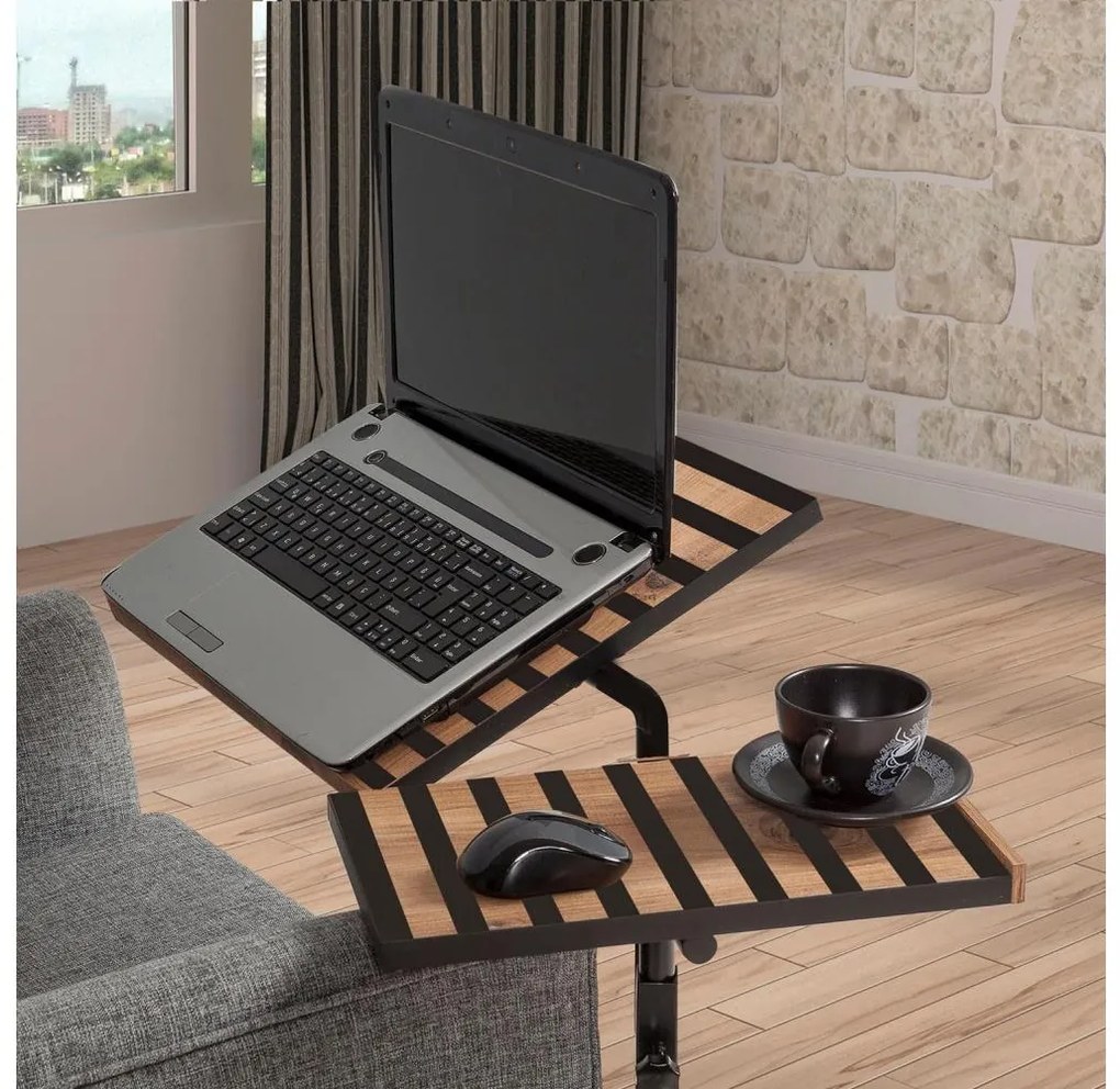 Adjustable table GLEN 87x67 cm black/brown