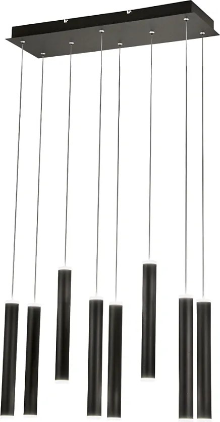 Lampa wisząca Fabas Luce Prado 8-punktowa - 52W ściemnialna LED - matowa czerń Liniowy design