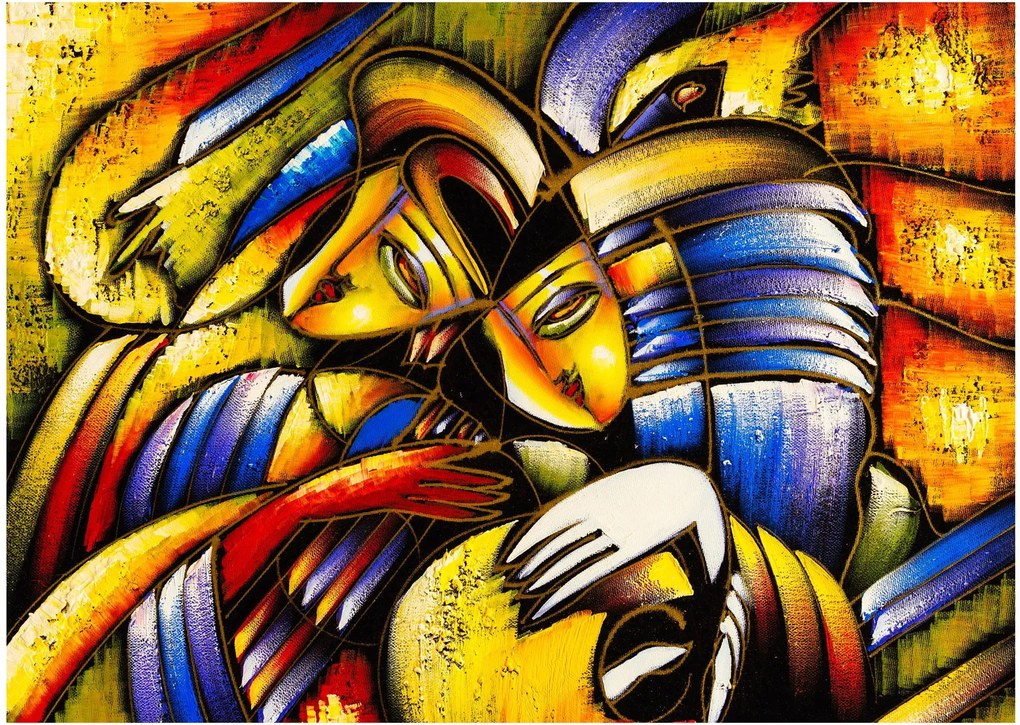 Obraz na szkle - Obraz na szkle olejny, kochankowie (70x50 cm)