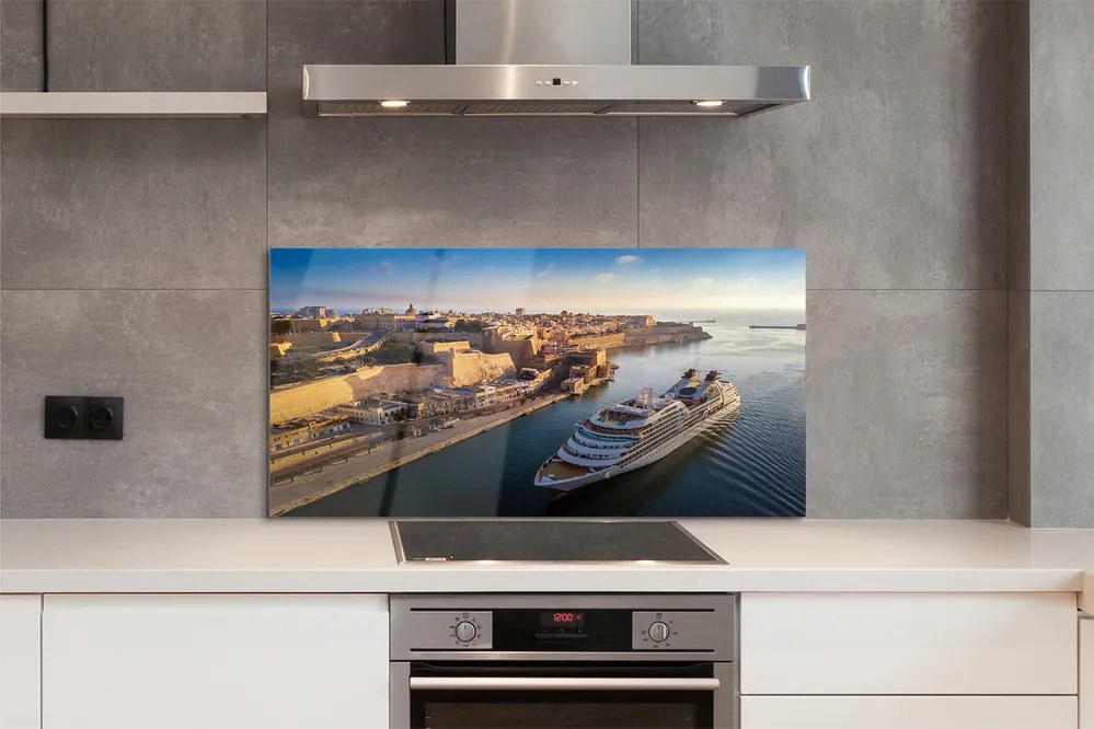 Szkło do Kuchni na Ścianę Statek przy Mieście pod Niebem