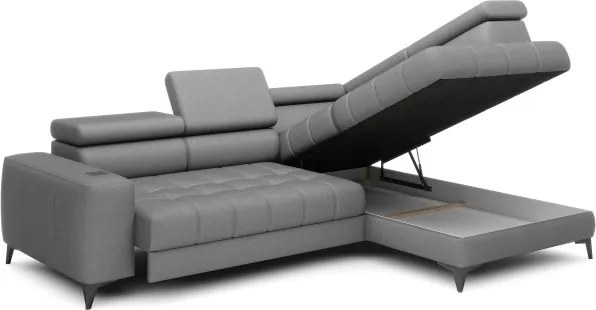 Narożnik BAGGIO Prawostronny z funkcją spania, wolnostojący tkanina LETTO 88 Szary WERSAL