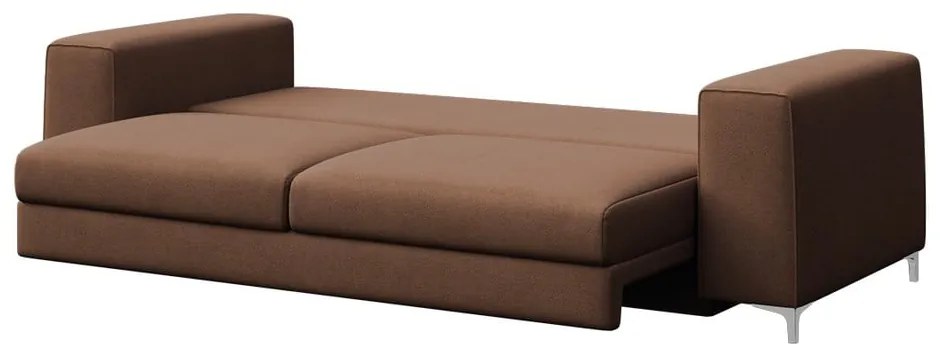 Brązowa aksamitna rozkładana sofa 256 cm Rene – Rodier