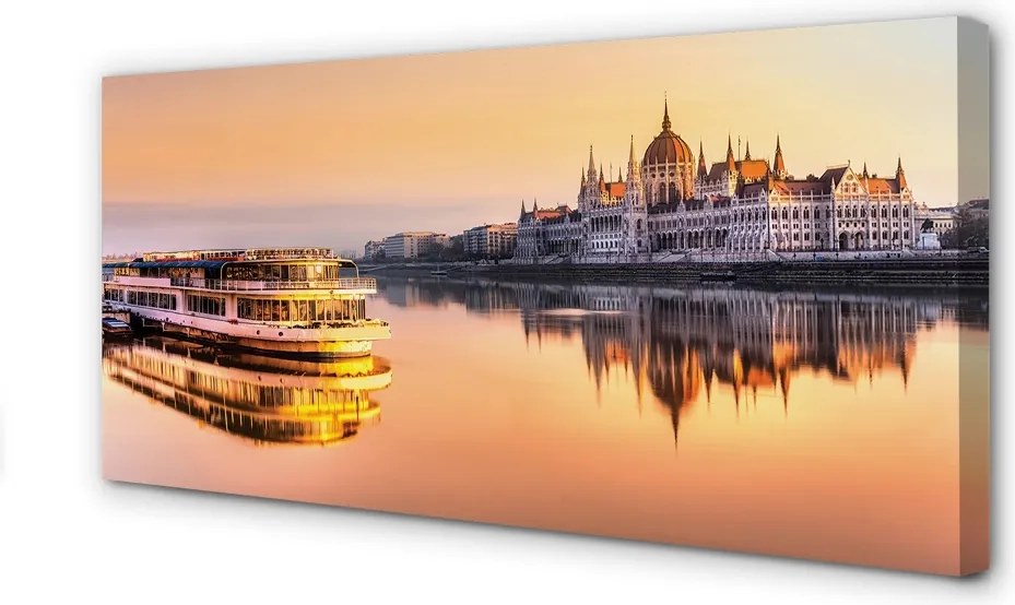 Fotoobraz na płótnie Zachód Słońca nad Statkiem