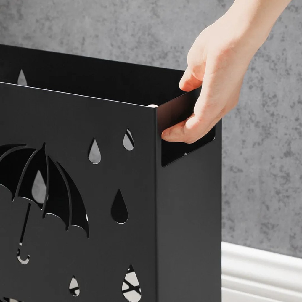 SongmicsHome Metalowy stojak na parasole RAIN, 28x12x41cm, czarny