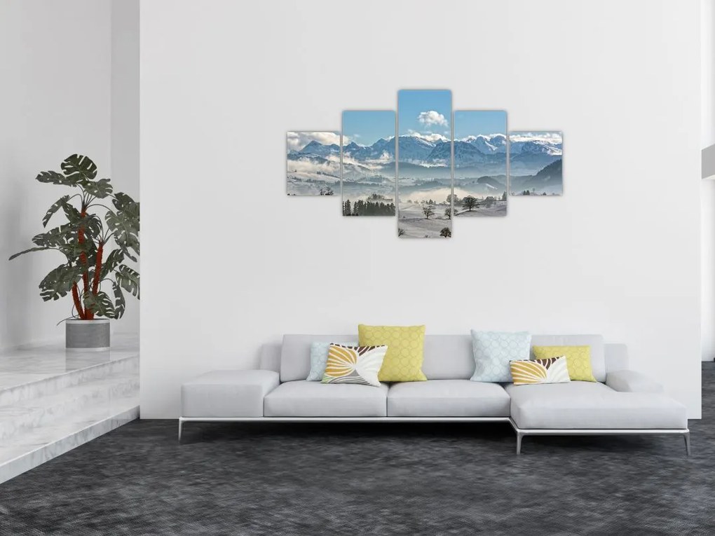Obraz ośnieżonych gór (125x70 cm)