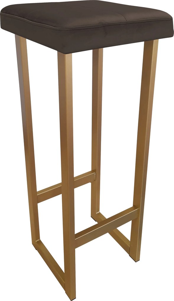 Hoker ALEX krzesło barowe tkanina Welur podstawa metalowa : Kolor Stelaża - Złoty, Kolor tkaniny - VELVET - MG05, Wysokość - 90 cm