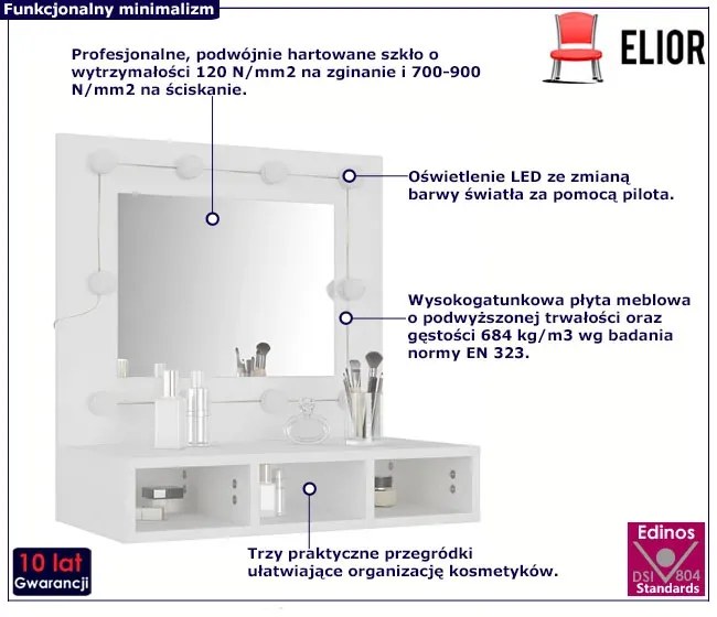 Biała toaletka na biurko z możliwością zawieszenia N1-D50