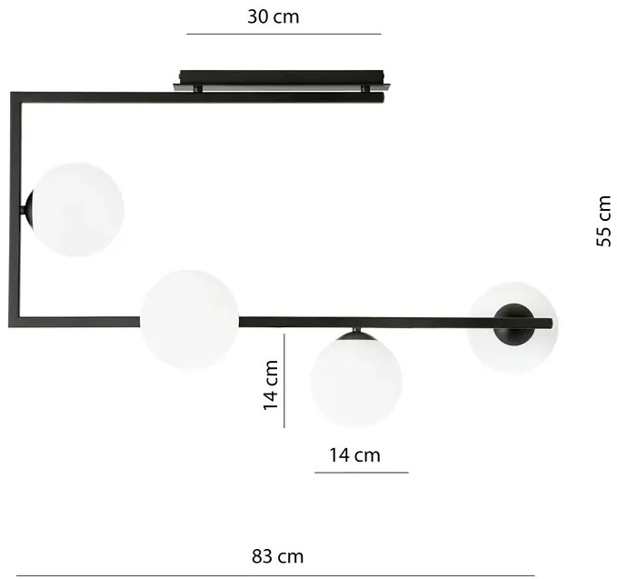 Nowoczesna lampa sufitowa z mlecznymi kloszami - D107 M0-N40