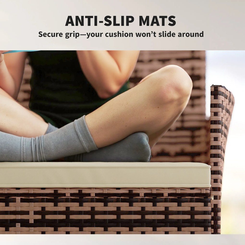 Outsunny 2-osobowa sofa ogrodowa Rattan PE, meble tarasowe z poduszką, antypoślizgowe maty, stalowa rama, Khaki | Aosom PL