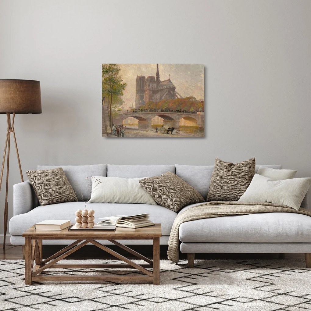 Obraz na szkle - Robert William Vonnoh, Notre Dame de Paris, reprodukcje (70x50 cm)