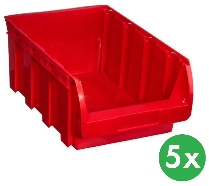Plastikowy pojemnik COMPACT, 316 x 500 x 200 mm, 5 szt., czerwony