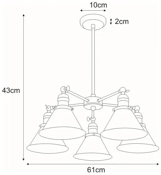 Pięcioramienny industrialny żyrandol - S602-Korel