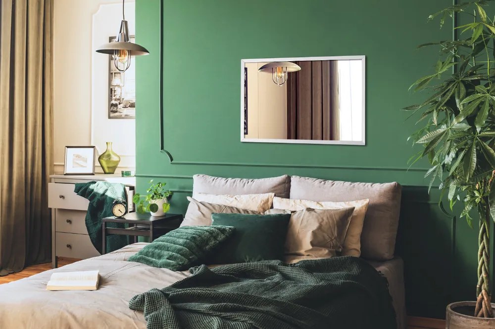 Lustro dekoracyjne prostokątne biała ramka 100x70 cm Biały