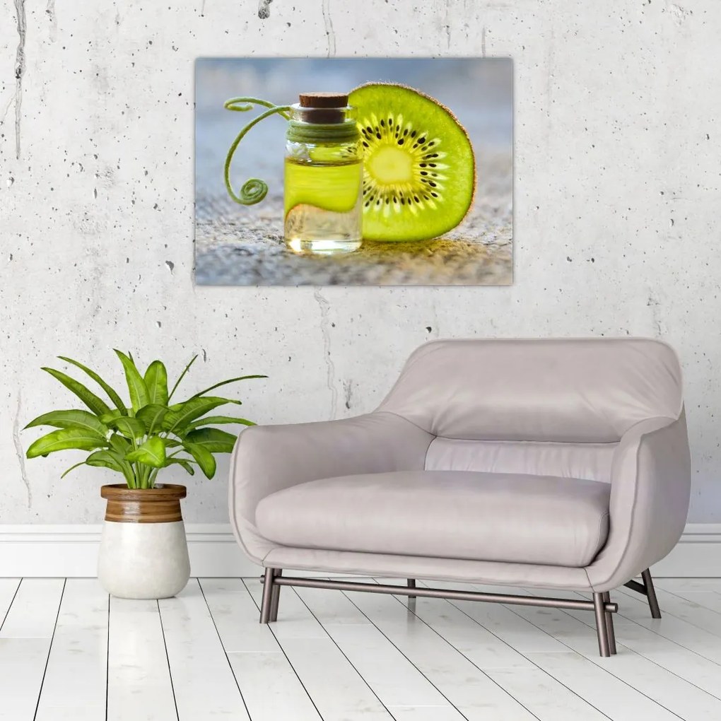 Obraz na szkle - szczegół pokrojonego kiwi (70x50 cm)