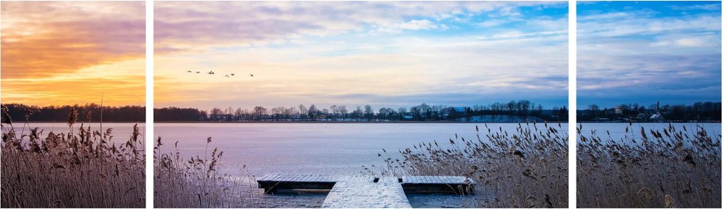 Obraz - Zamarznięte jezioro, Ełk, Mazury, Polska (170x50 cm)