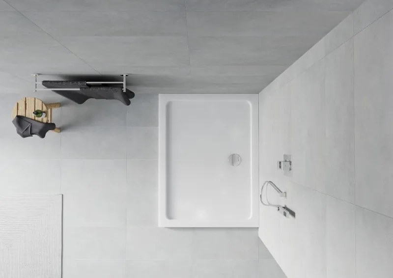 Mexen Flat brodzik prostokątny slim 90 x 70 cm, biały, syfon chrom - 40107090