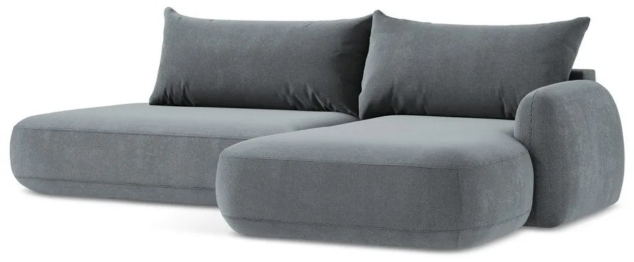 Szaroniebieski rozkładany narożnik (prawostronny/z szezlongiem) Hale – Makamii