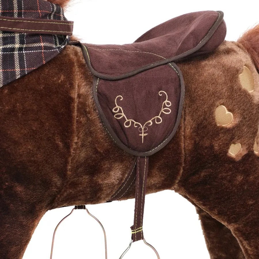 Brązowy koń na biegunach z efektem dźwiękowym Spielwerk