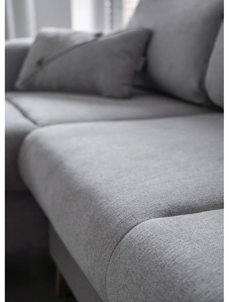 Jasnoszary narożnik rozkładany Miuform Scandic Lagom, lewostronny