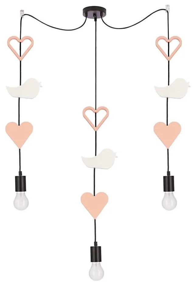 Dziecięcy żyrandol na przewodzie TRIO 3xE27/20W/230V różowy/biały