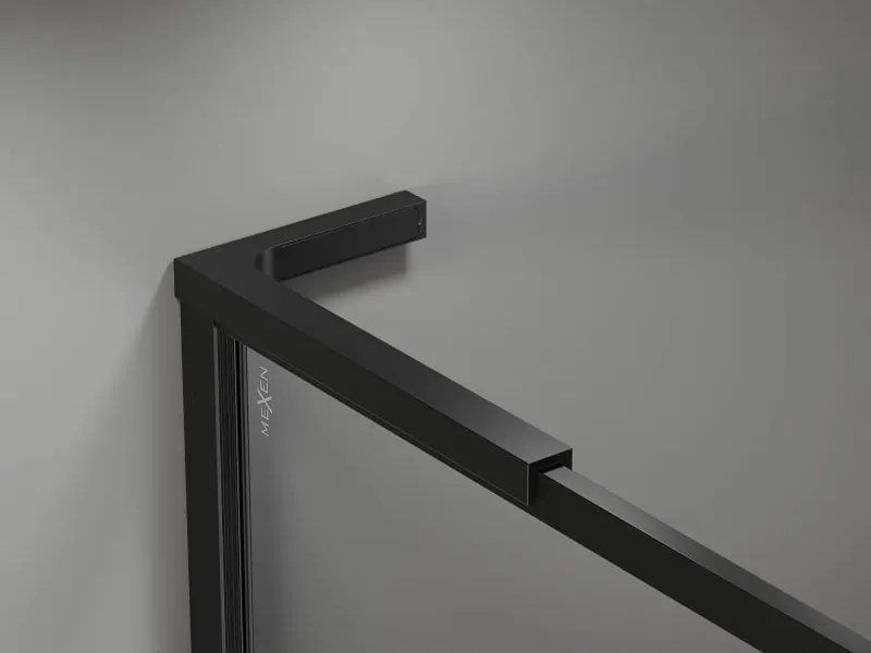 Mexen Kioto-F L ścianka prysznicowa Walk-in z ramką 100 x 202 cm, transparent 8 mm, czarna - 800-100-174-70-00