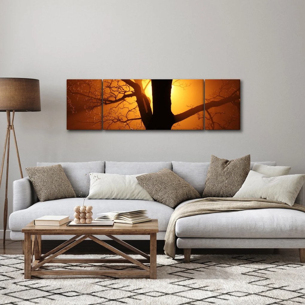Obraz drzewa o zachodzie słońca (170x50 cm)