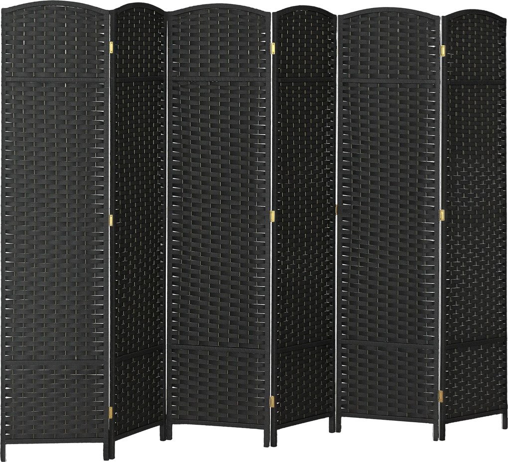 HOMCOM 6-częściowy parawan, składana osłona, zasłona dla salonu, sypialni, biura domowego, Czarny