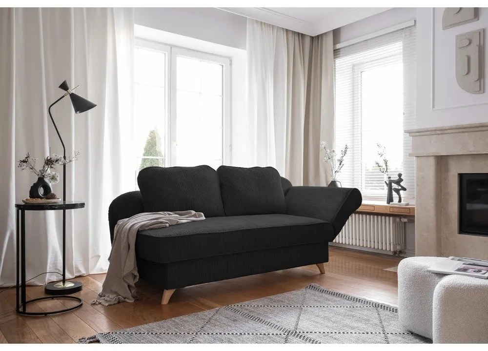 Antracytowy sztruksowy szezlong (prawostronny) Chic Charlotte – Miuform