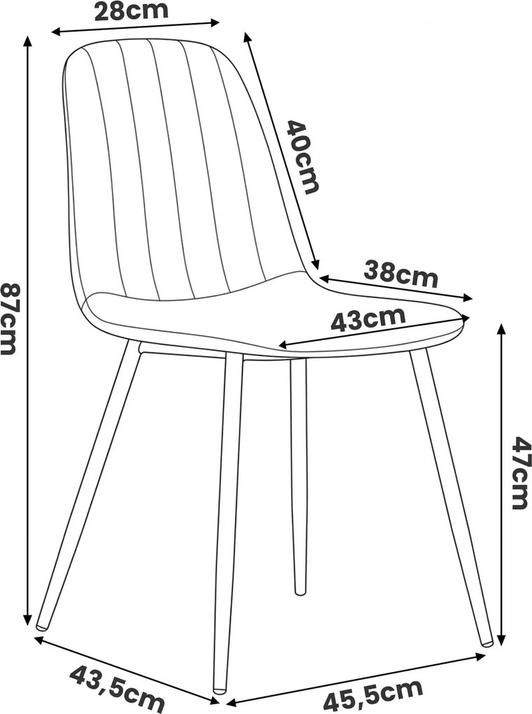 Zestaw 2 czarnych metalowych krzeseł pikowanych K6-S62