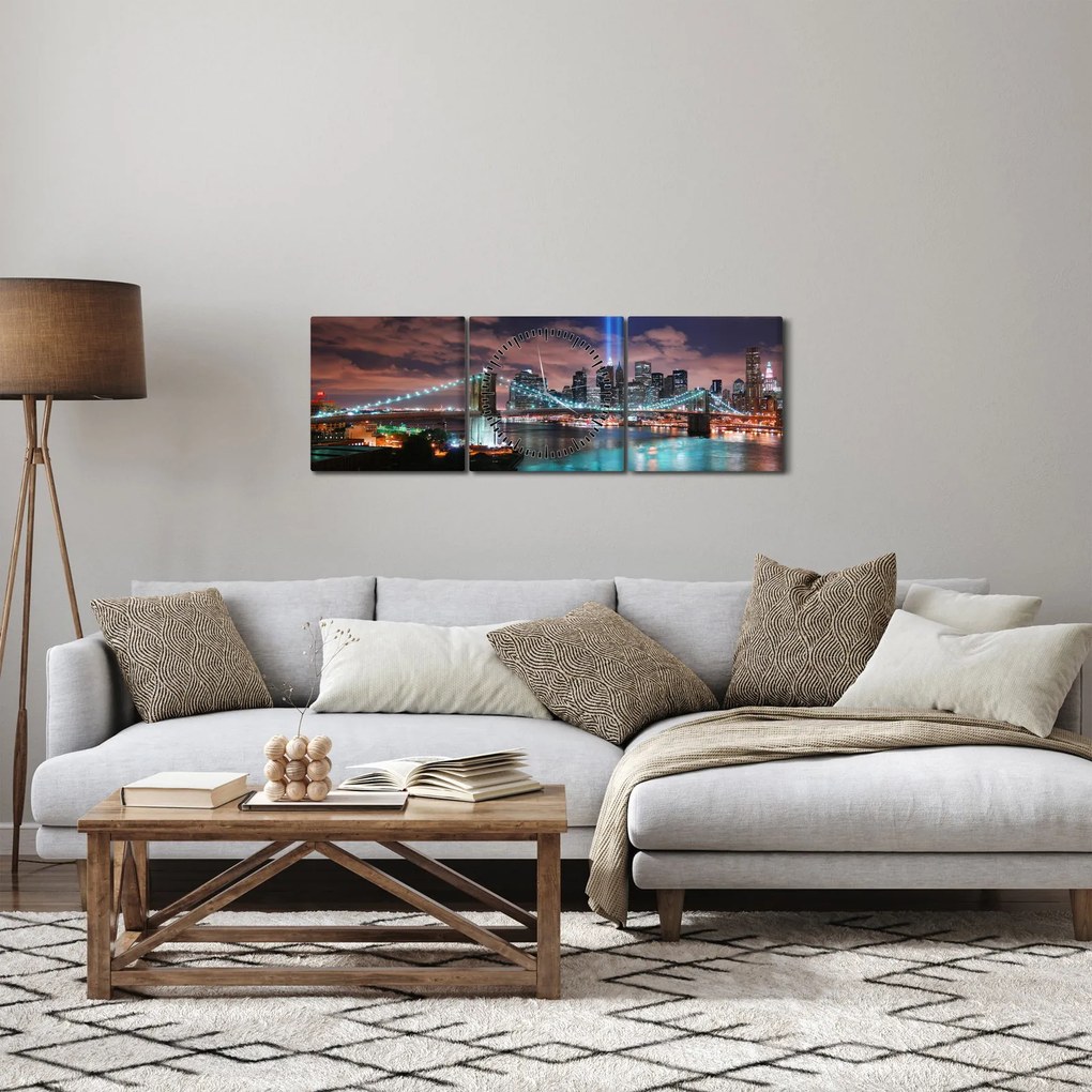 Obraz - Nowy Jork, Manhattan (z zegarem) (90x30 cm)