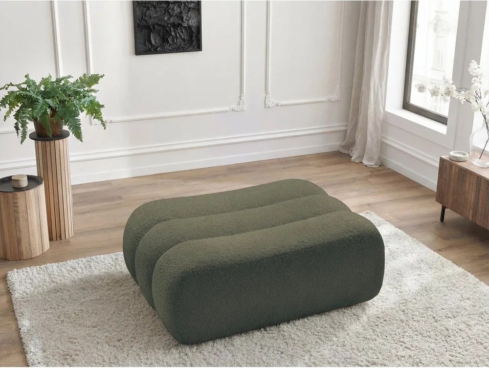 Zielony podnóżek z materiału bouclé Azra – Bobochic Paris