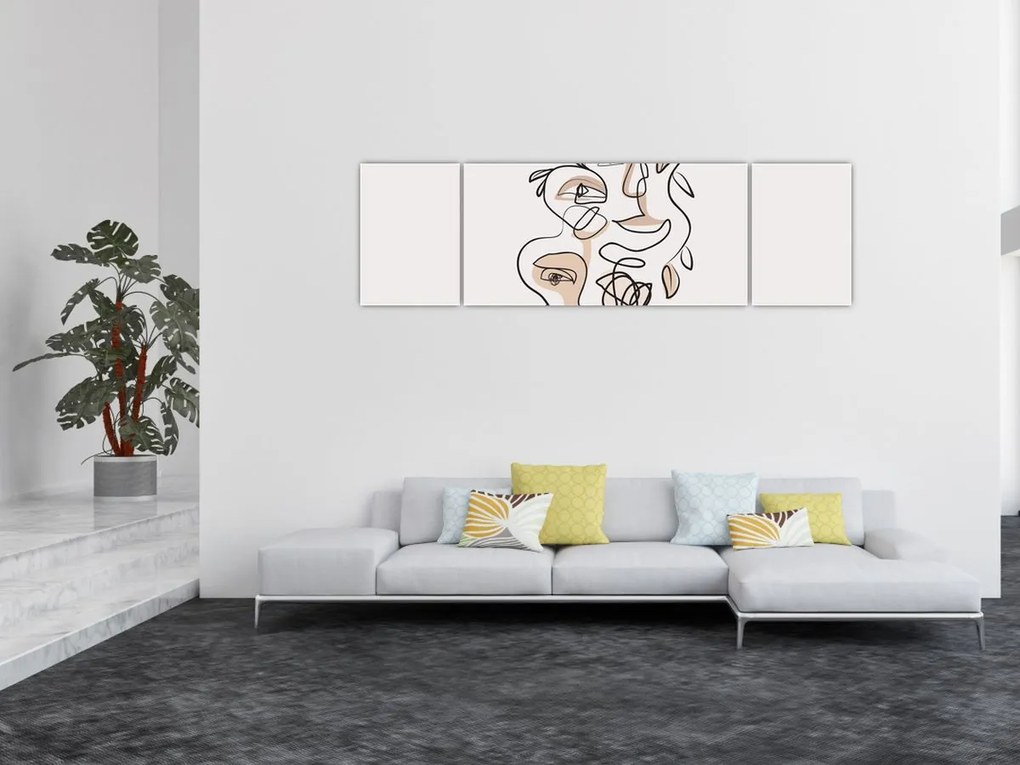 Obraz - Makijaż twarzy ze sztuką linii (170x50 cm)