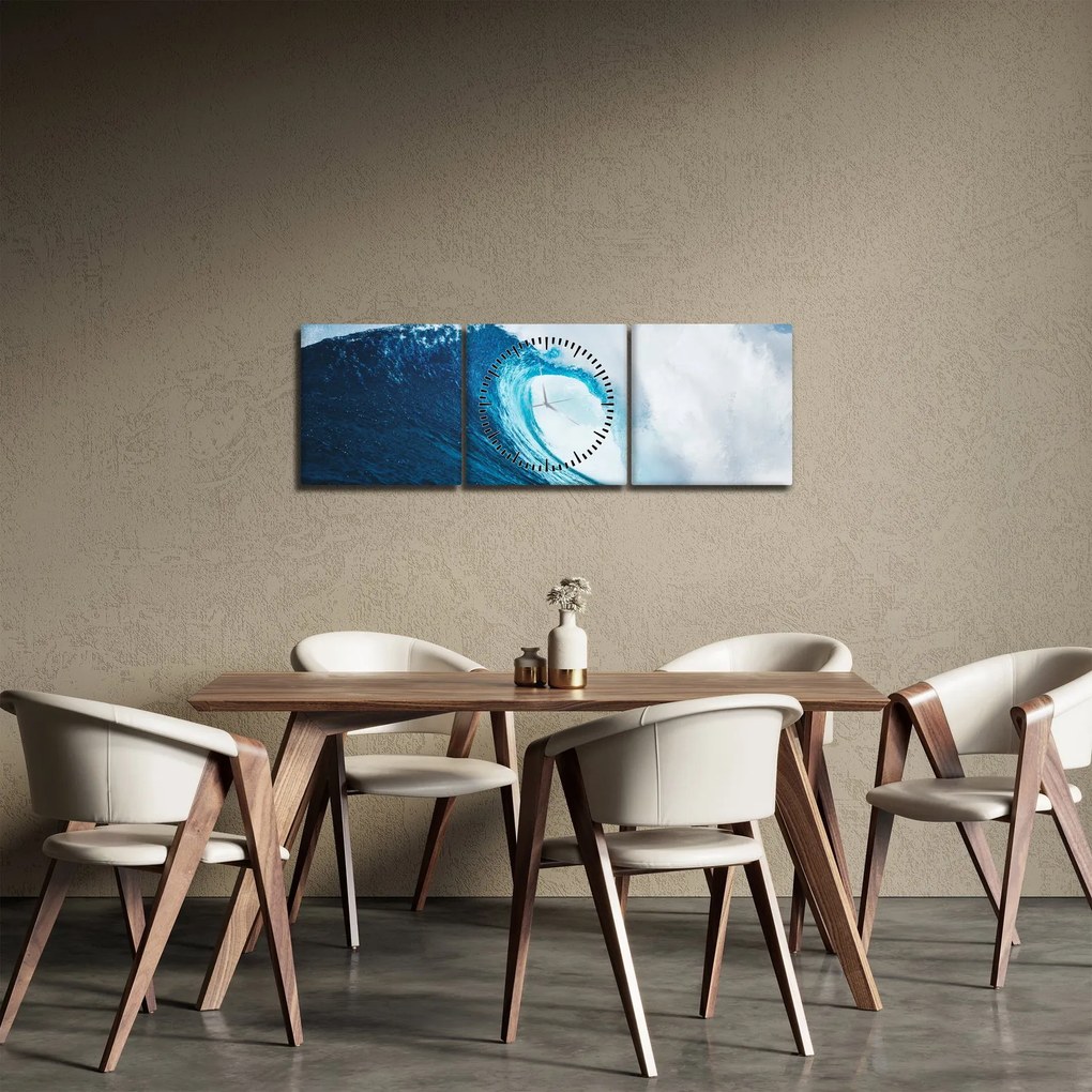 Obraz - Fala oceaniczna (z zegarem) (90x30 cm)