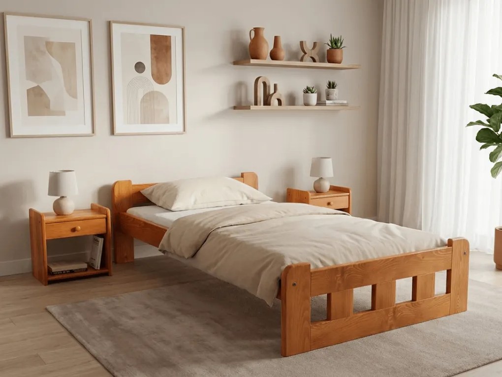 Łóżko Naomi podwyższone 90 x 200 cm, olcha Stelaż: Bez stelaża, Materac: Materac Coco Maxi 20 cm