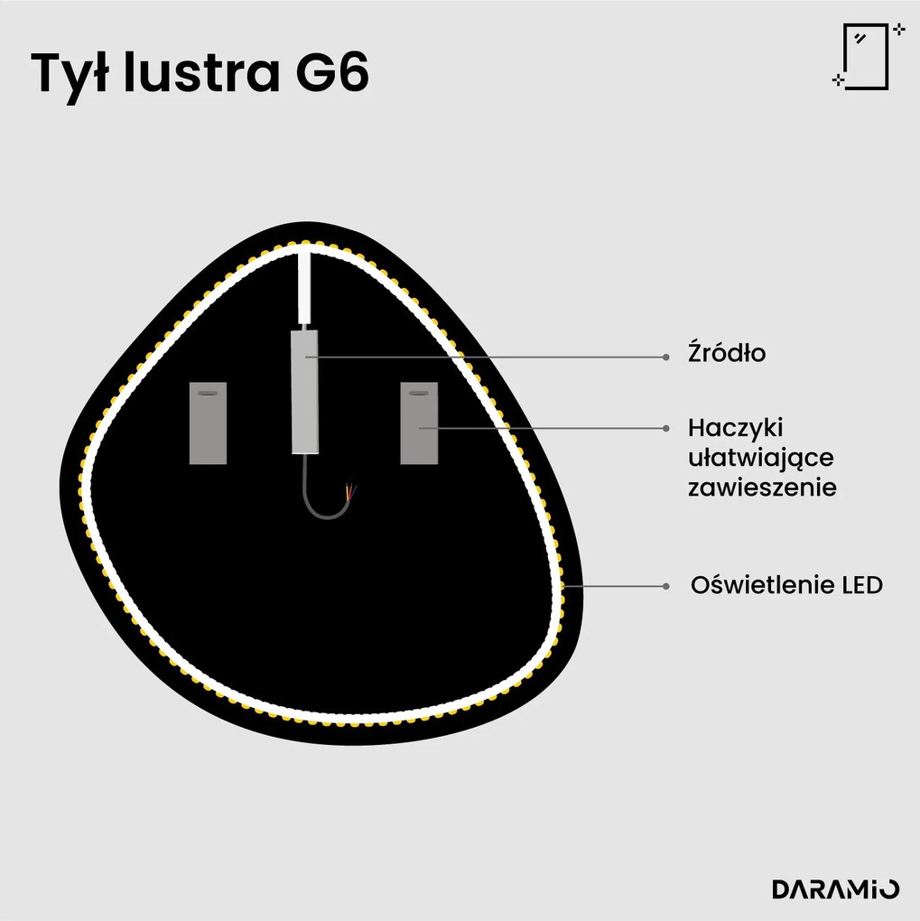 Lustro łazienkowe LED w kształcie kamienia G6