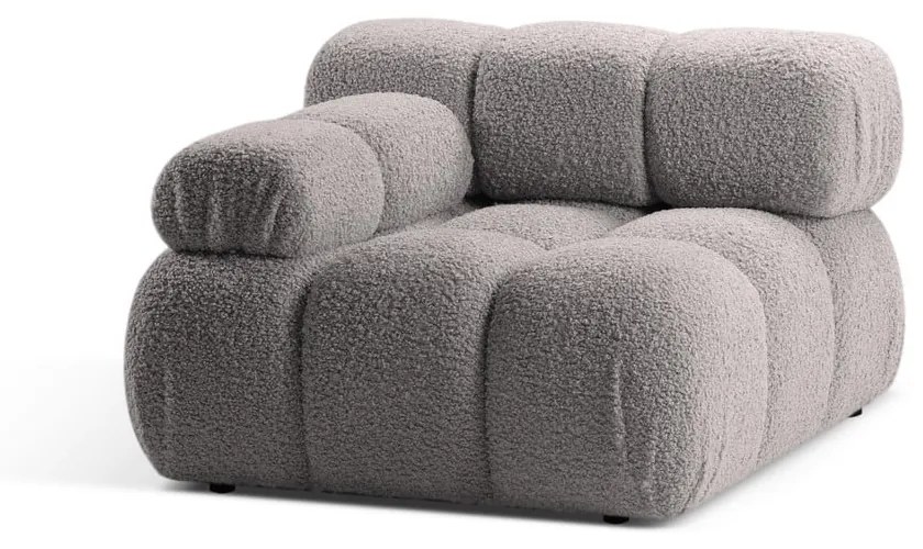 Jasnoszary moduł sofy z materiału bouclé (lewostronny) Bellis – Micadoni Home