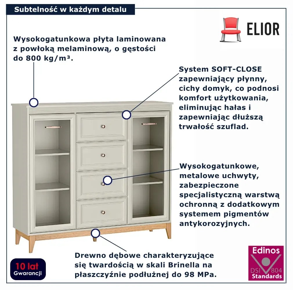 Kaszmirowa komoda z witrynami K9-D29