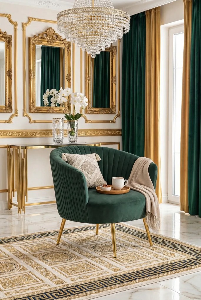 Zielony klubowy fotel muszelka D4-D34