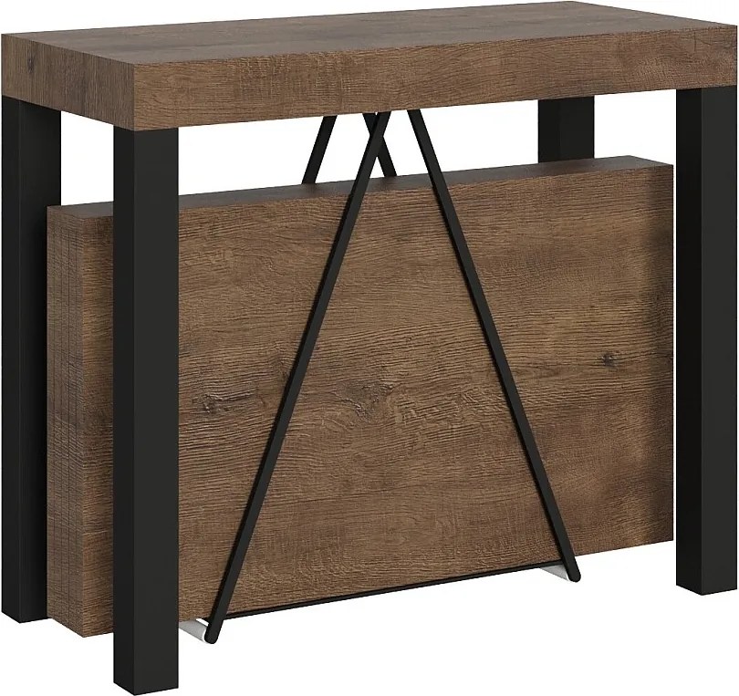 Konsola rozkładana 90x40/196 cm Tiris Small orzech rama w kolorze antracytu