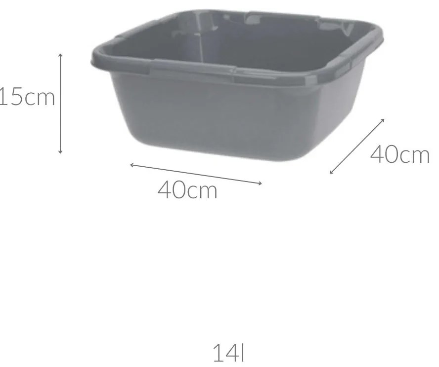 Miska kwadratowa z plastiku 38,5 x 38,5 cm, 14 l