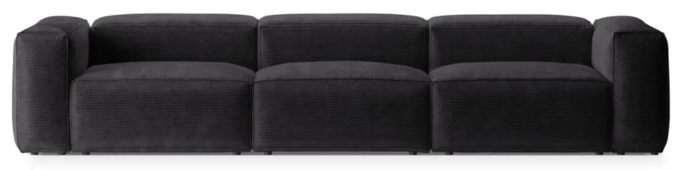 Ciemnoszara sztruksowa sofa 364 cm Bergamo – Cosmopolitan Design