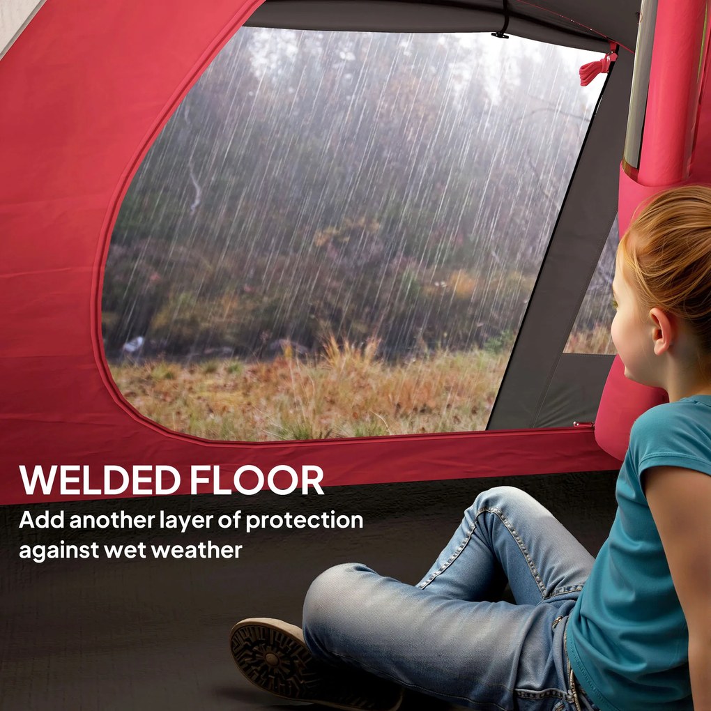 Outsunny Lekki Namiot Campingowy dla 3 Osób, Stabilny, Wodoodporny, UV 50+ z Przedsionkiem, Drzwi, Okna, Szary