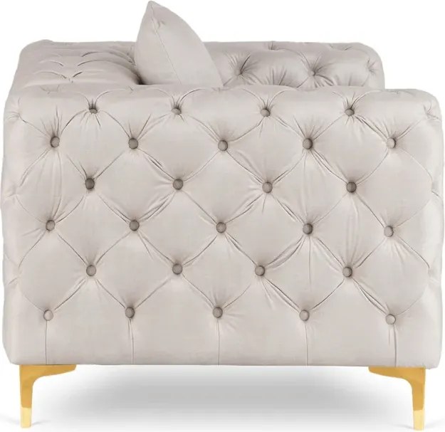 Fotel Wypoczynkowy SORRENTO 1S Kremowy Welurowy Glamour