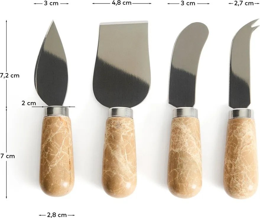 Noże do sera ze stali nierdzewnej zestaw 4 szt. Adoma – Kave Home