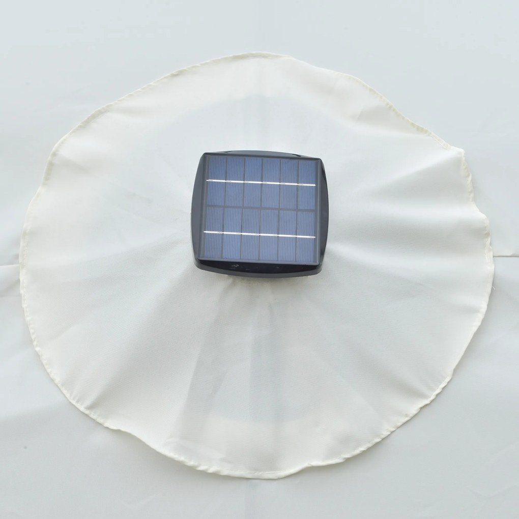 Outsunny Parasol ogrodowy dwustronny z oświetleniem LED solarnym 45m na taras owalny czarny kremowy | Aosom PL