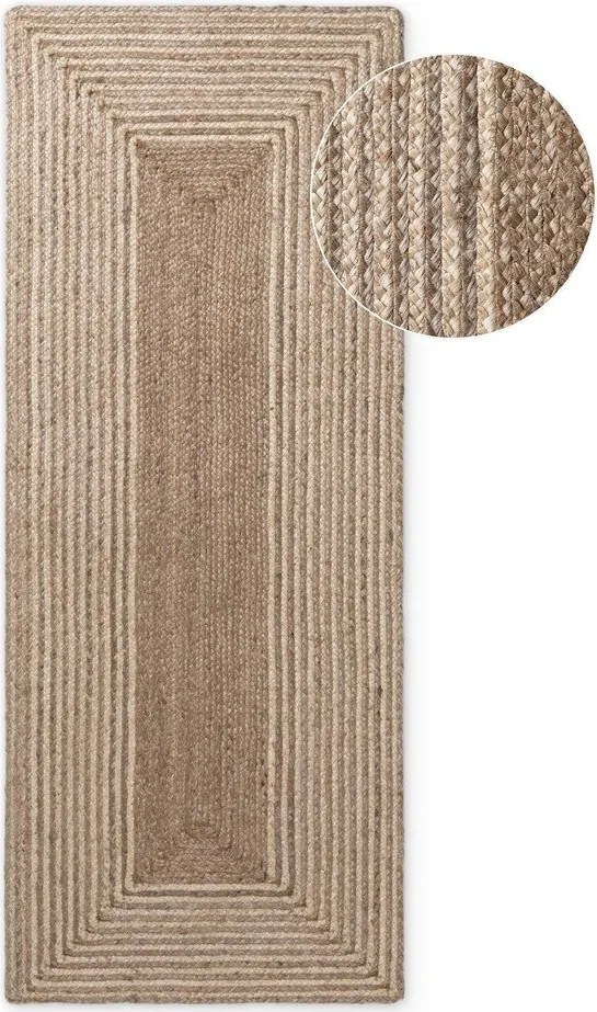 Chodnik z juty dwustronny/tkany ręcznie w jasnym naturalnym kolorze/w ciemnym naturalnym kolorze 80x200 cm Juno – Hanse Home