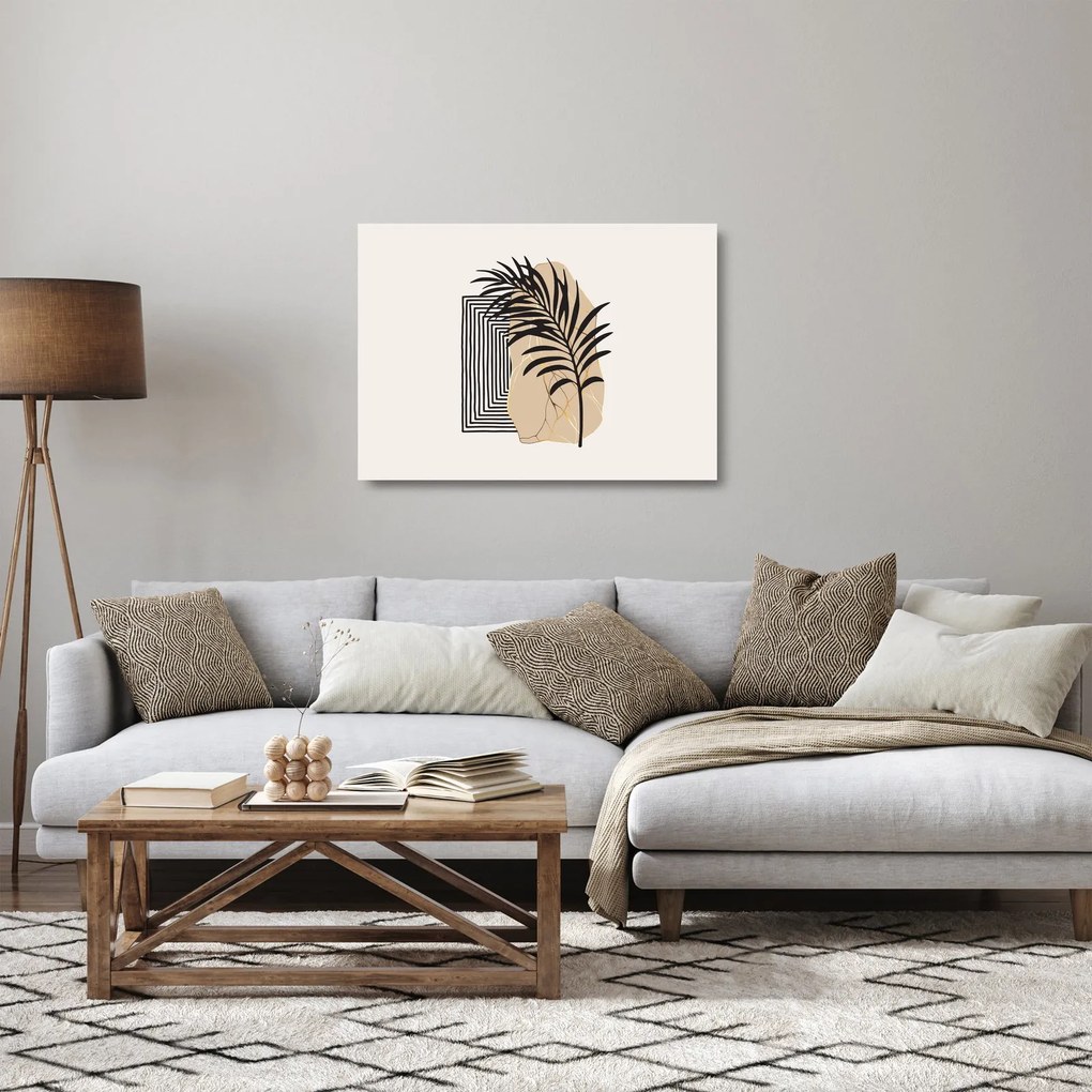 Obraz na szkle - Abstrakcja z tropikalnymi liśćmi N⁰3 (70x50 cm)